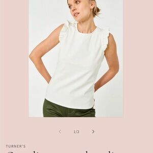 Cartolina Alice Top- White Ruffle Organic Cotton Blend